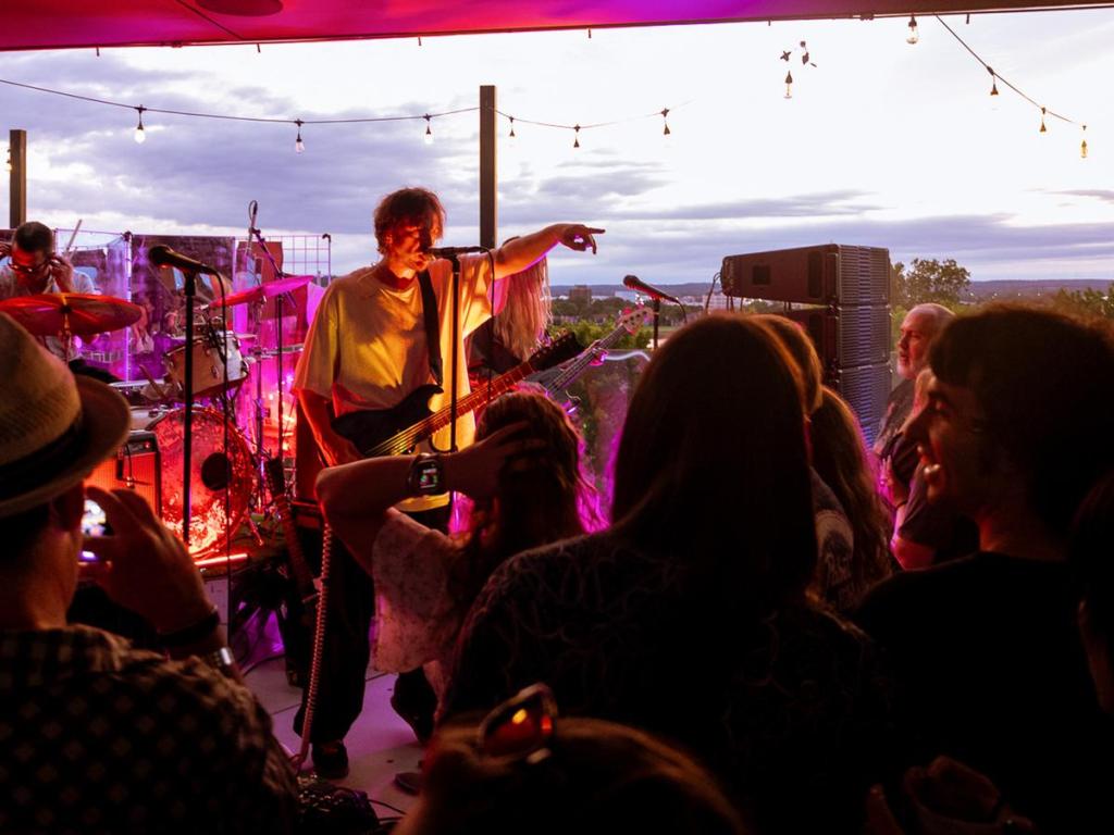 BRONCHO performs at Brut Hotel's rooftop bar Soma on June 18, 2026. 