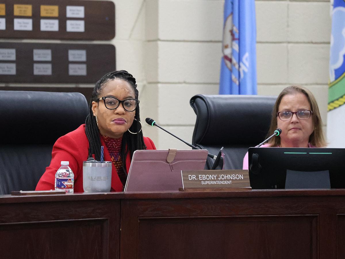 Tulsa Public Schools Superintendent Ebony Johnson listens during an Aug. 4, 2025, board meeting.