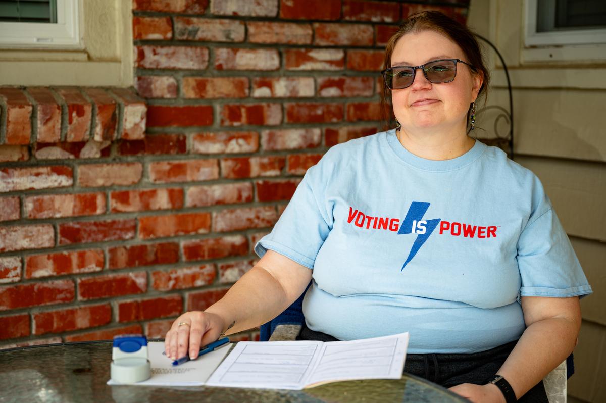 Amanda Shankle-Knowlton poses for a portrait at her home on Monday, July 13, 2026.