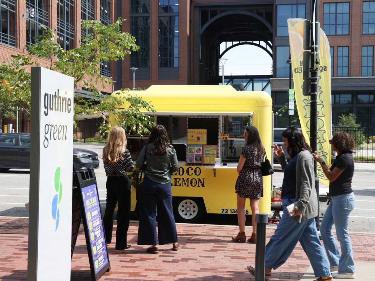 People gather at Loco Lemon during Food Truck Wednesday at Guthrie Green on Sept. 10, 2025.
