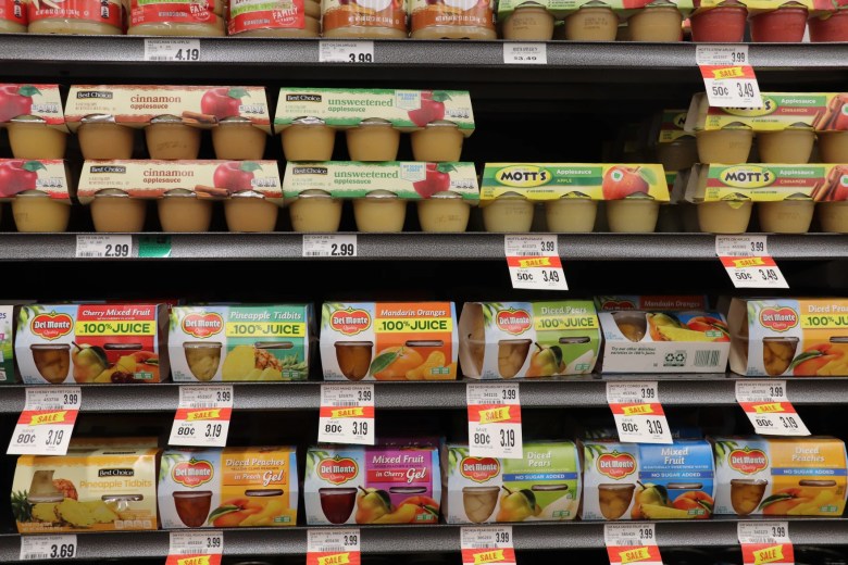 Applesauce and packages of fruit are eligible items to buy using the Supplemental Nutrition Assistance Program, which will see benefits halted if the shutdown continues.