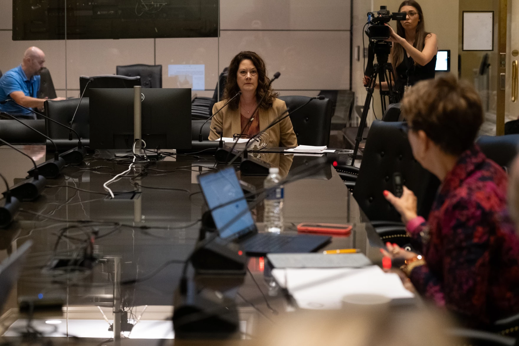 Oklahoma Ethics Commission Director Lee Anne Bruce Boone answers lawmakers’ questions about dark money in Oklahoma during an interim study by the House Elections and Ethics Committee on Monday, Oct. 13, 2025, in a committee meeting room at the Oklahoma State Capitol in Oklahoma City.