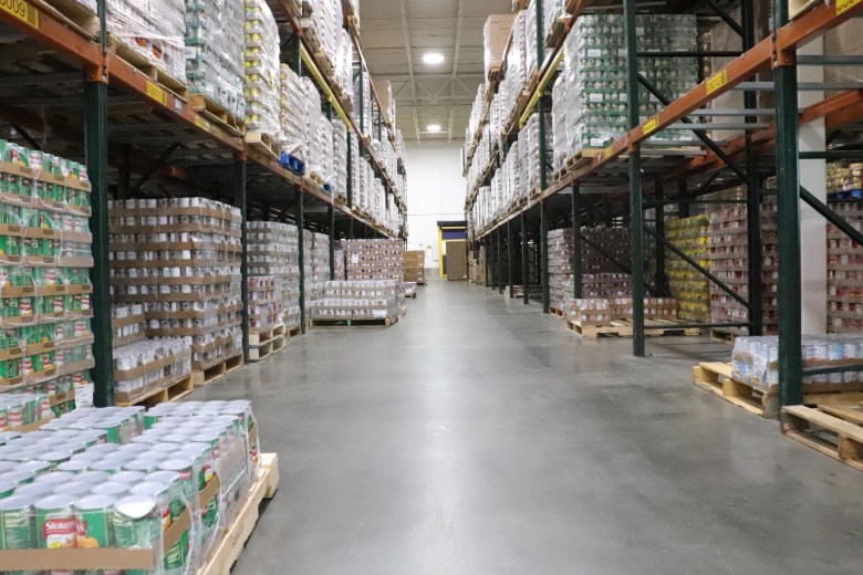 Shelves at the Food Bank of Oklahoma