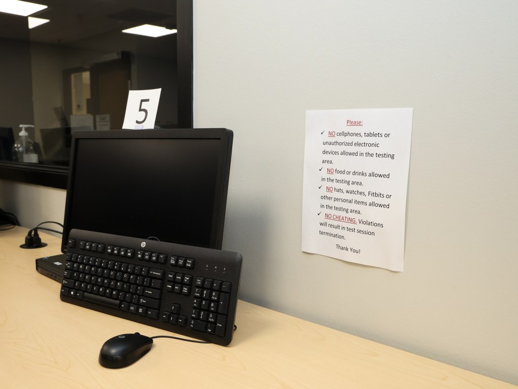 Instructions at TCC Testing Center