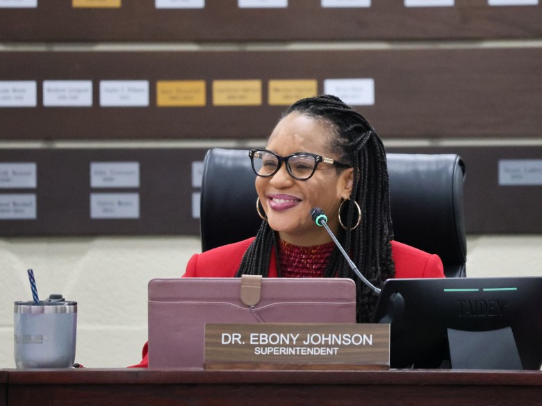 Superintendent Ebony Johnson listens during a Tulsa Public Schools Board of Education meeting on Aug, 4, 2025.