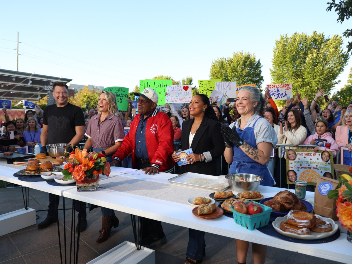 Trevor Tack of Watershed Hospitality, left, and James Beard award winner Cat Cox, right, joined hosts of the “Today” show for a cooking demonstration on Oct. 10, 2025.