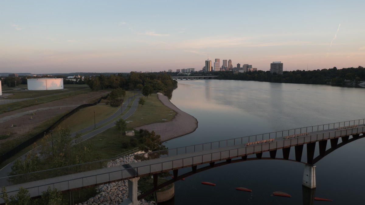 The Williams Crossing Bridge over Zink Lake and the Arkansas River