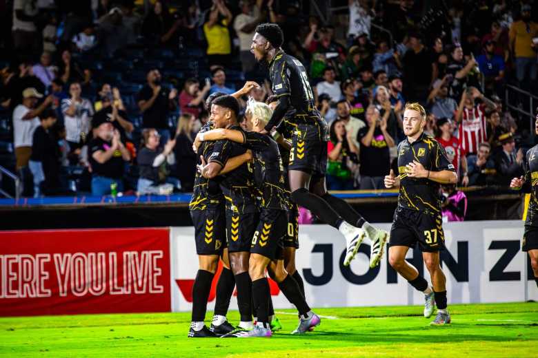 FC Tulsa, the city's USL soccer club, celebrate a goal during a matchup against Birmingham Legion FC Sept. 6, 2025.