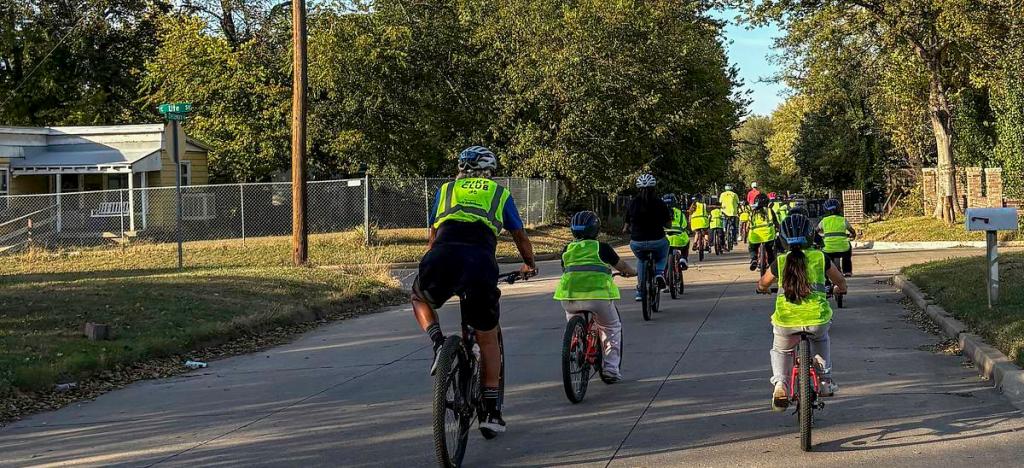 Members of the Celia Clinton Bike Club finish up their first off-campus ride on November 6, 2025. Bike Club began in 2008 and has given away more than 18,000 bikes to students since then.