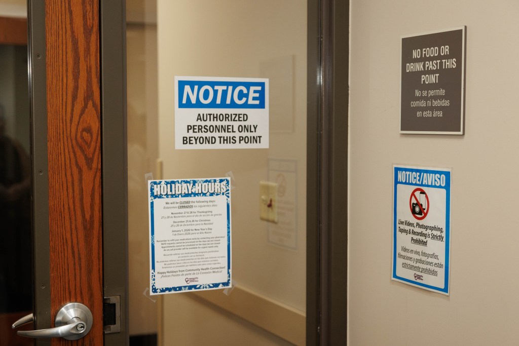 Photo of a sign inside Community Health Connection