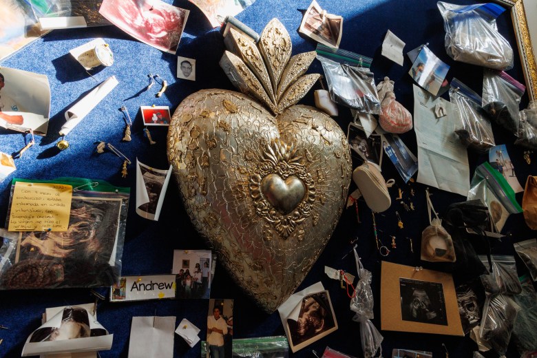 Photo of offerings from visitors of the shrine.