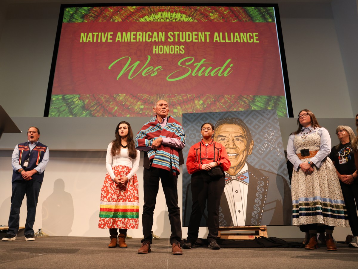 Photo of Wes Studi and TCC’s Native American Student Alliance