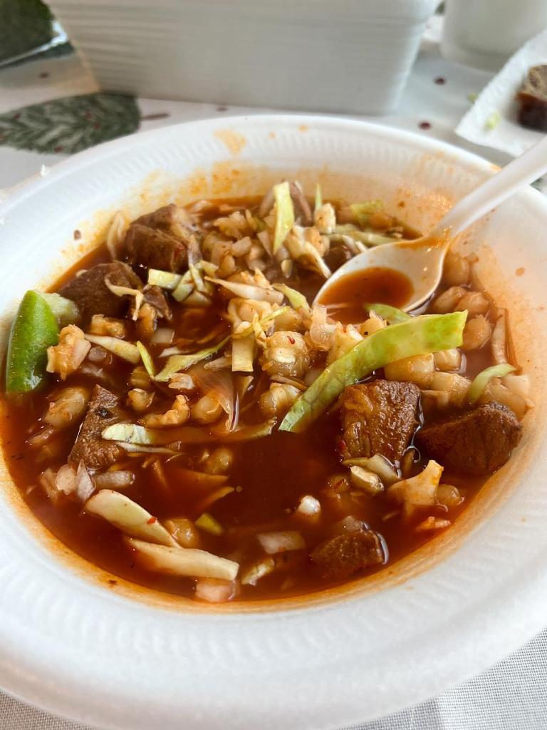 Angelica Perez often eats pozole rojo on the evening of Noche Buena. It's her favorite dish to have around the holidays.