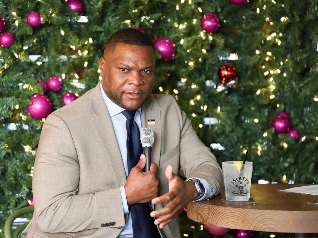 Tulsa Mayor Monroe Nichols speaks during Tulsa Press Club's Page One lunch at Hole Mole on Dec. 17, 2025.