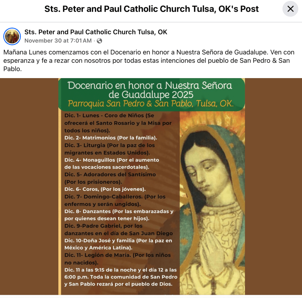 Screenshot of Facebook post