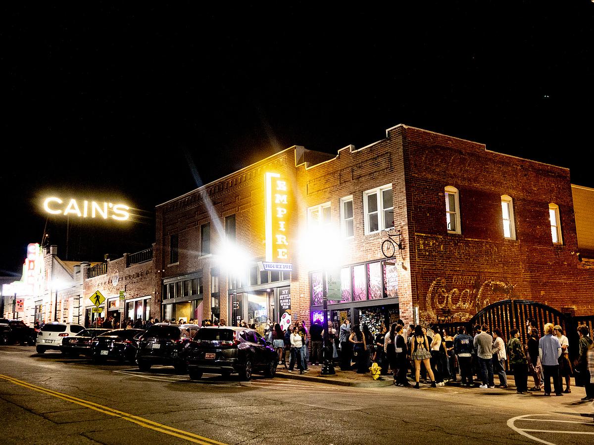 Concertgoers stand in line outside Cain's Ballroom Nov. 3, 2025.