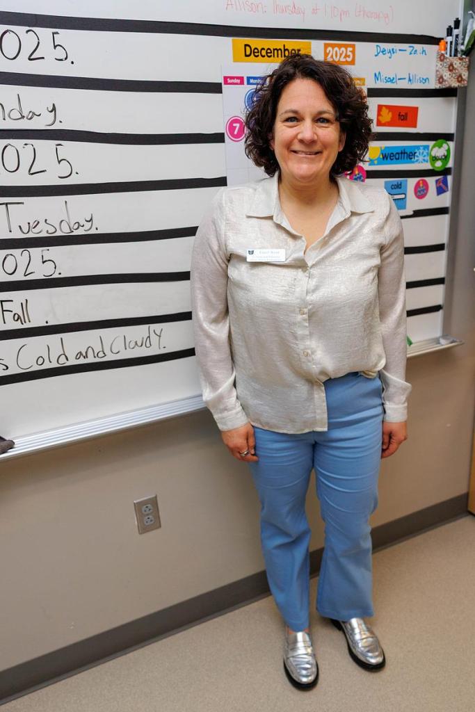 Emily Wade's in her classroom at Ellen Ochoa Elementary on Dec. 8, 2025.