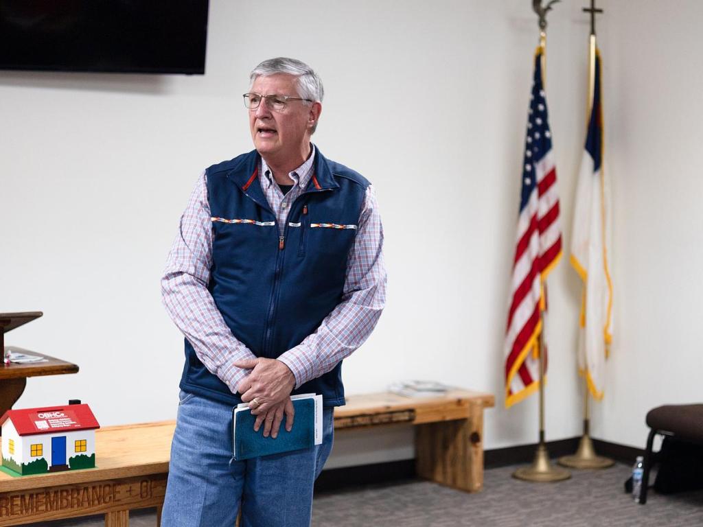 Interim Pastor Bill Johnson (Cherokee) preaches during a Jan. 11, 2026, service at Native Stone Baptist Church. 