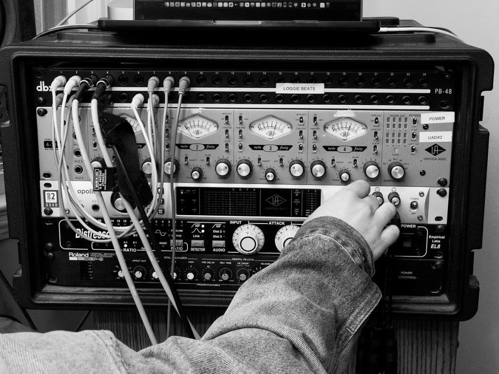 Musician and producer Logan Bruhn works in his home studio Jan. 21, 2026.
