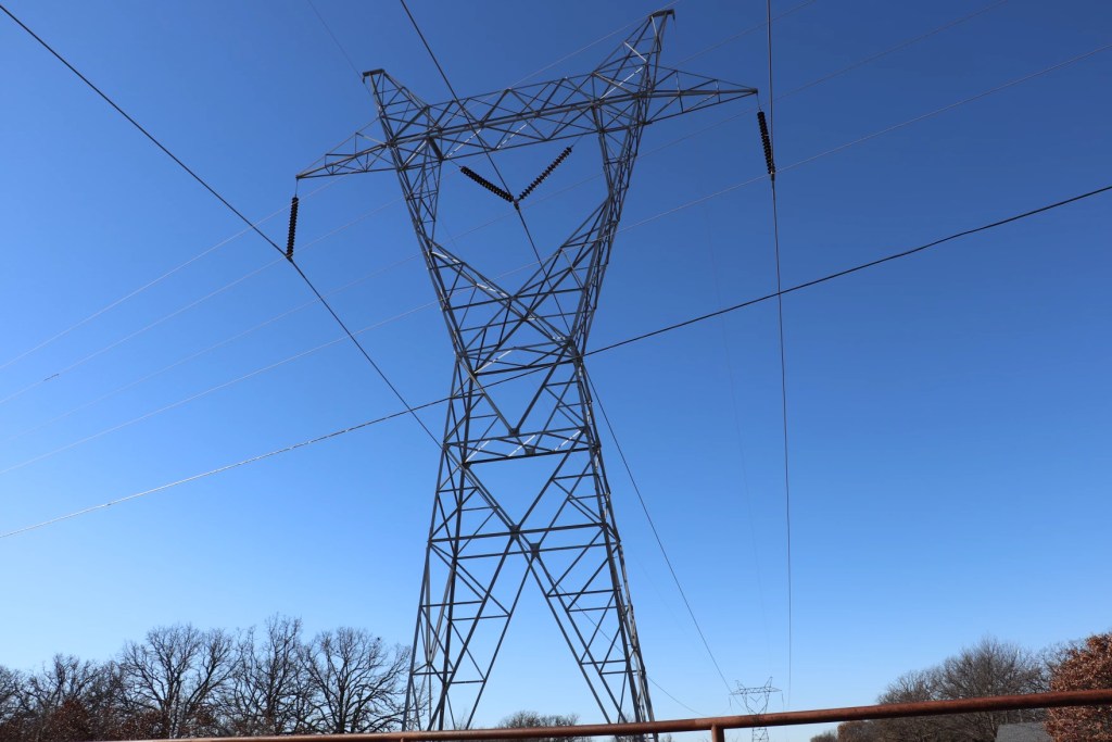 A transmission line in Creek County, Oklahoma.