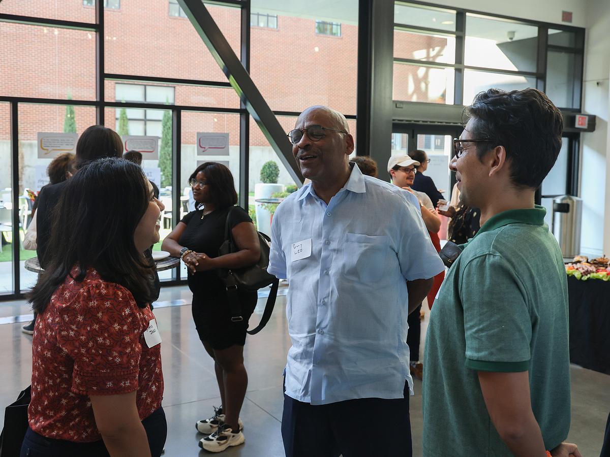 Executive Editor Gary Lee speaks to attendees at an event at 101 E. Archer St. in August 2025.