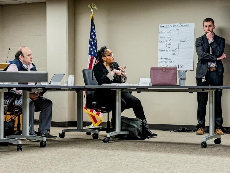 Tulsa Public Schools Superintendent Ebony Johnson discusses the district’s goals for the next strategic plan during a special TPS board meeting Feb. 24, 2026.