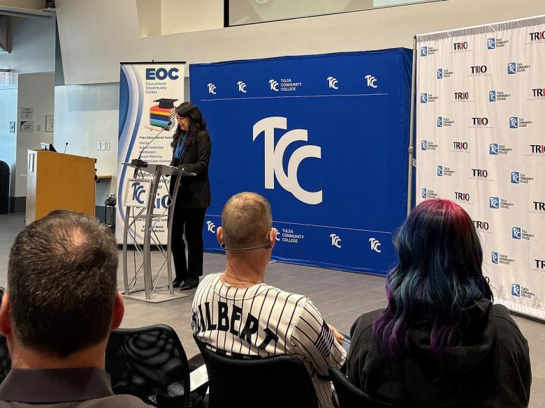 Deputy Mayor Krystal Reyes says TRIO initiatives changed her life at a Tulsa Community College celebrating the federal program's impact in Tulsa Monday, Feb. 23, 2026.
