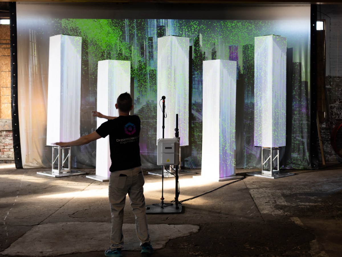 Man inside art exhibition