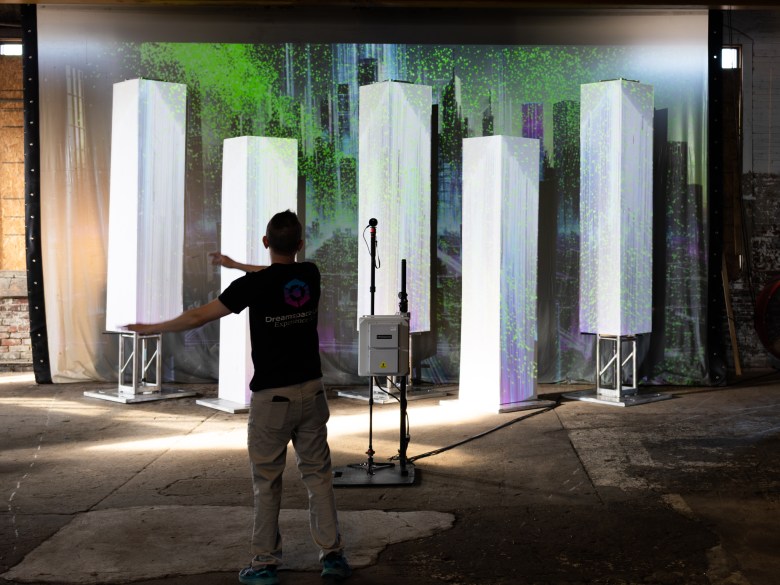 Man inside art exhibition