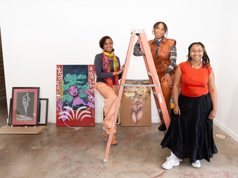 Co-curators Ebony Iman Dallas, Elizabeth Henley and Jaiden Jiji McClellan of “Permission to Breathe: A Black Woman’s Perspective on Living Life Unapologetically” at Positive Space Tulsa on Feb. 4, 2026.