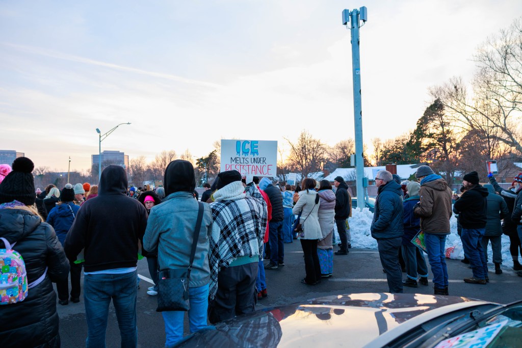Tulsans gathered at LaFortune Park Jan. 27, 2026 for a vigil for Renee Good and Alex Pretti, two U.S. citizens killed by federal immigration enforcement agents in Minneapolis this month.