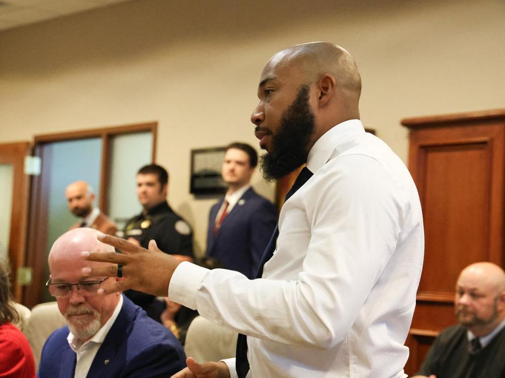 City Councilor Anthony Archie speaks during an Aug. 22, 2025, meeting with the Muscogee Nation Tribal Council at Council Oak Comprehensive Health Care. 