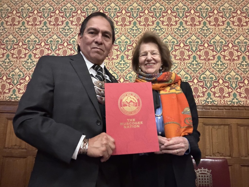 Muscogee Nation Principal Chief David Hill and Baroness Nicholson of Winterbourne