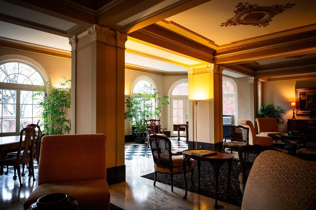 The lobby inside the Sophian Plaza Apartment building is photographed on Wednesday, March 4, 2026.