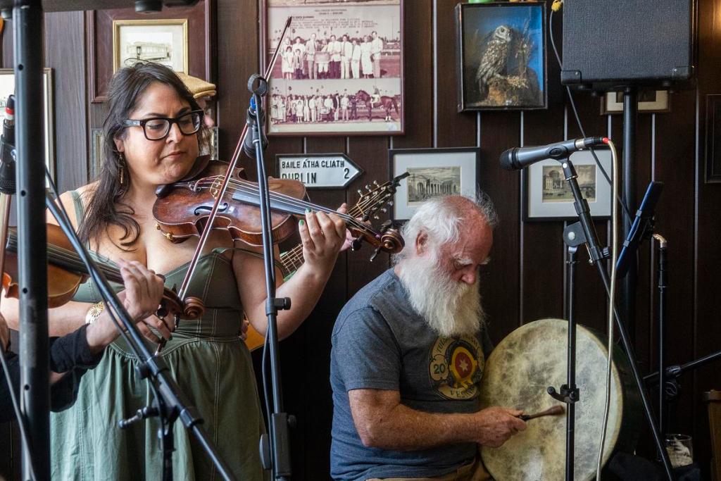 Irish band Cairde na Gael performs at Bishop Quigley as part of St. Patrick's Day celebrations March 15, 2026. 