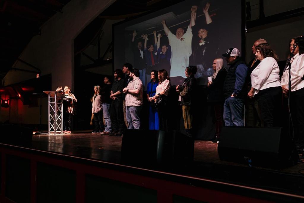 Friends, family and decades of staff gather at Cain’s Ballroom March 16, 2026, to celebrate the life of Vincent “Buzz” Dalesandro III. Dalesandro, a longtime Tulsa chef and restaurateur, founded the original restaurant in 1990.