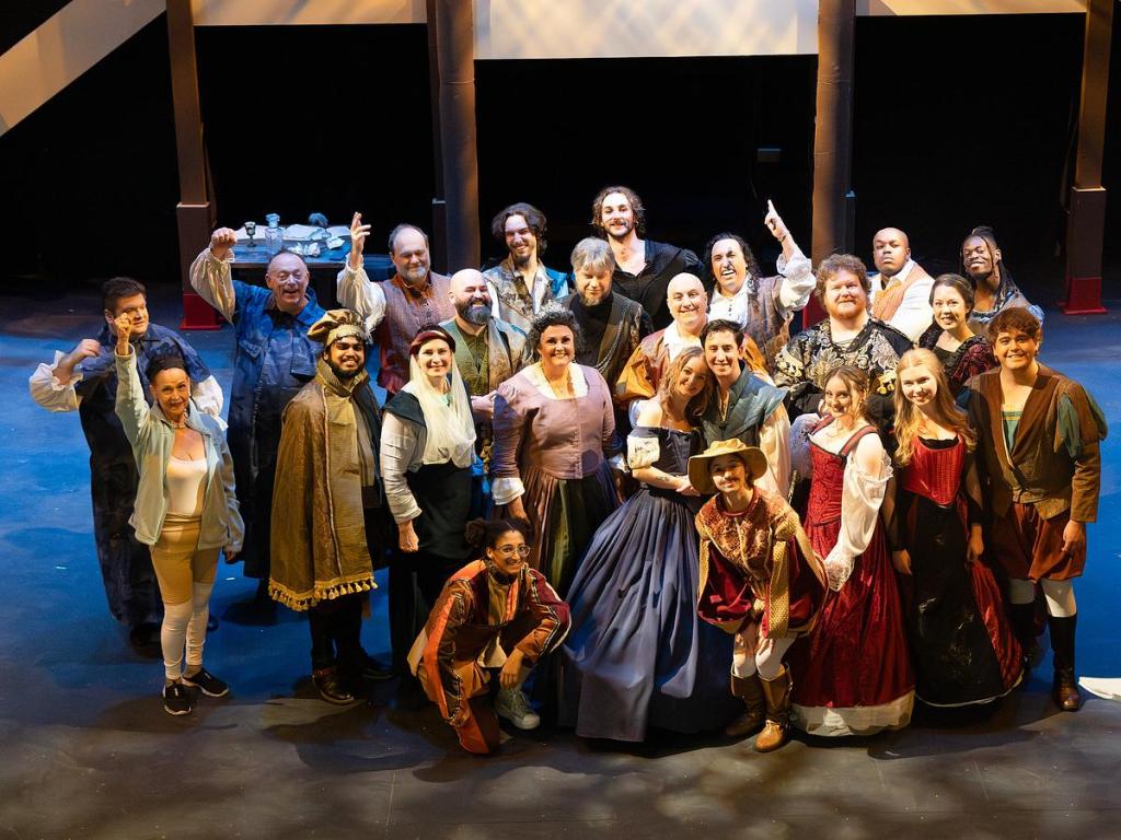 The cast of Pembroke Players' adaptation of "Shakespeare in Love" on March 5, 2026. The local theater group is performing it inside Tulsa PAC's Liddy Doenges Theatre March 6-8 and 13-15.