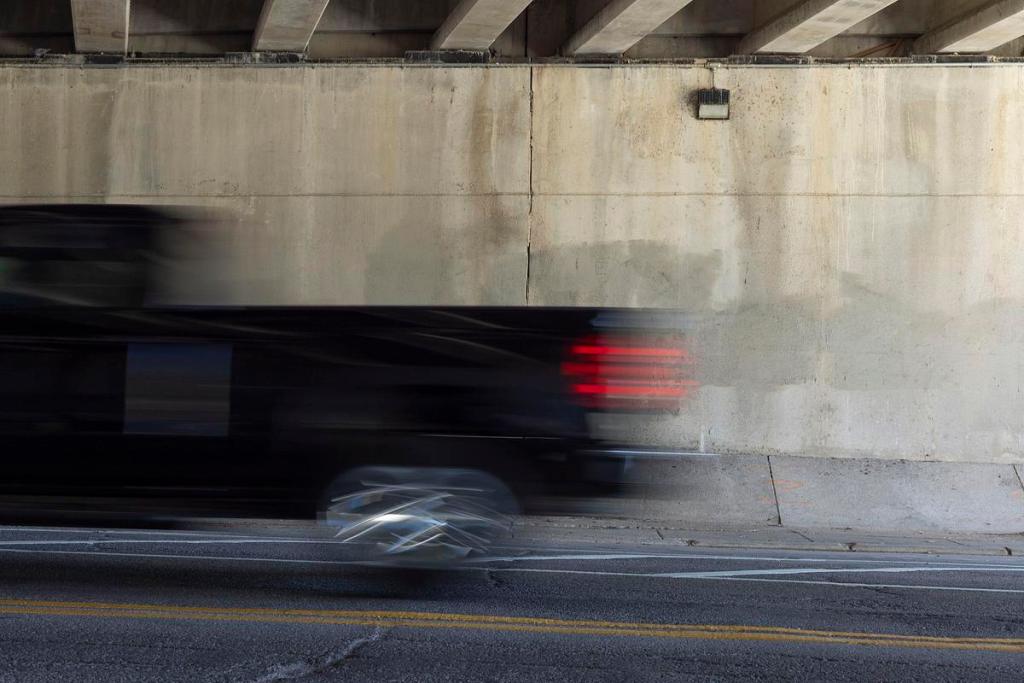 A truck makes its way through a Tulsa overpass, Feb. 27, 2026