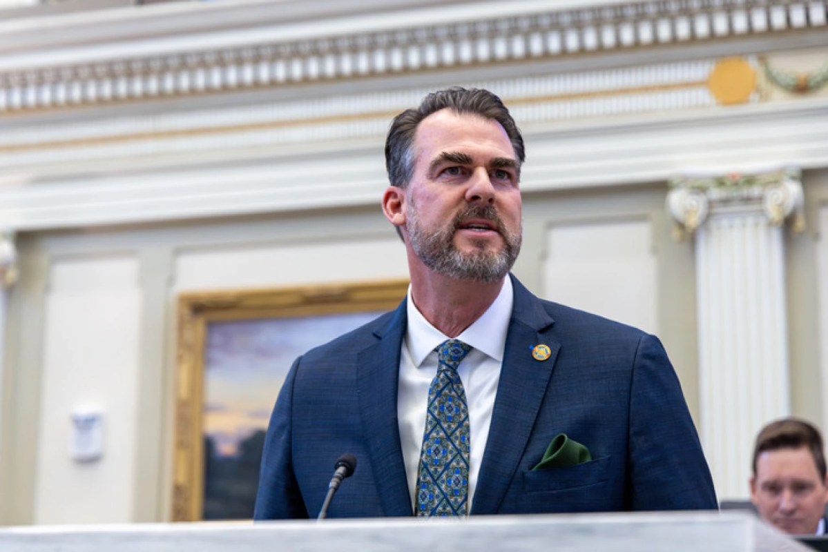 Stitt speaks at the 2025 State of the State address on Feb. 3, 2025.