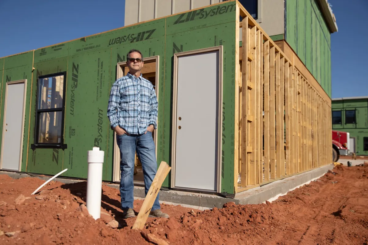 Lance Windel pauses for a photo at the housing project he's working on at 19000 N Western Ave. in Oklahoma City.