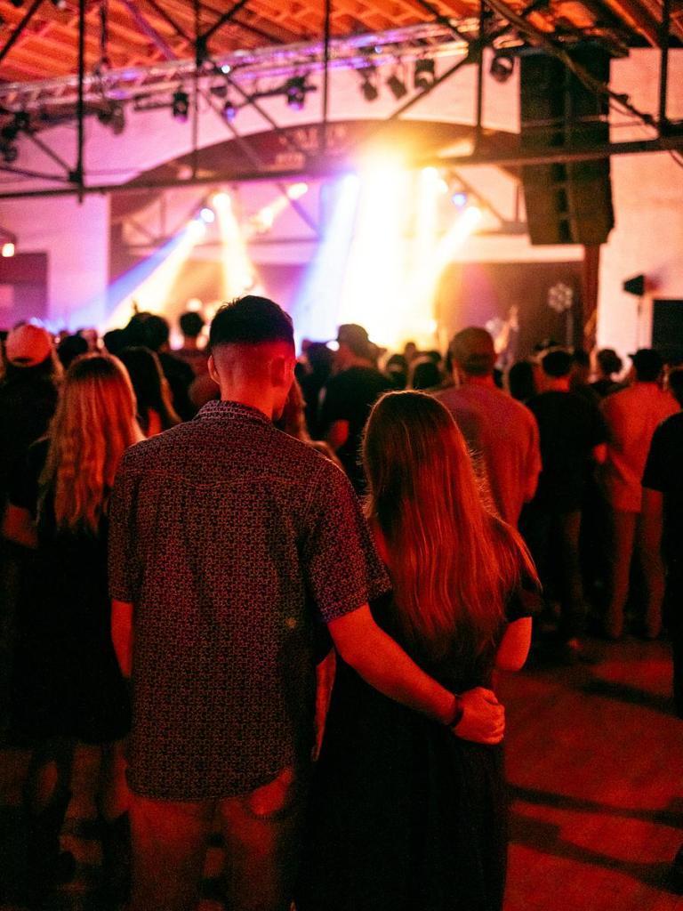 Concertgoers watch Evan Honer performs at Cain's Ballroom on April 15, 2026. 