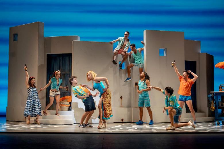 The “Does Your Mother Know?” sequence from “Mamma Mia!” featuring Dominic Young as Pepper and Jalynn Steele as Tanya.