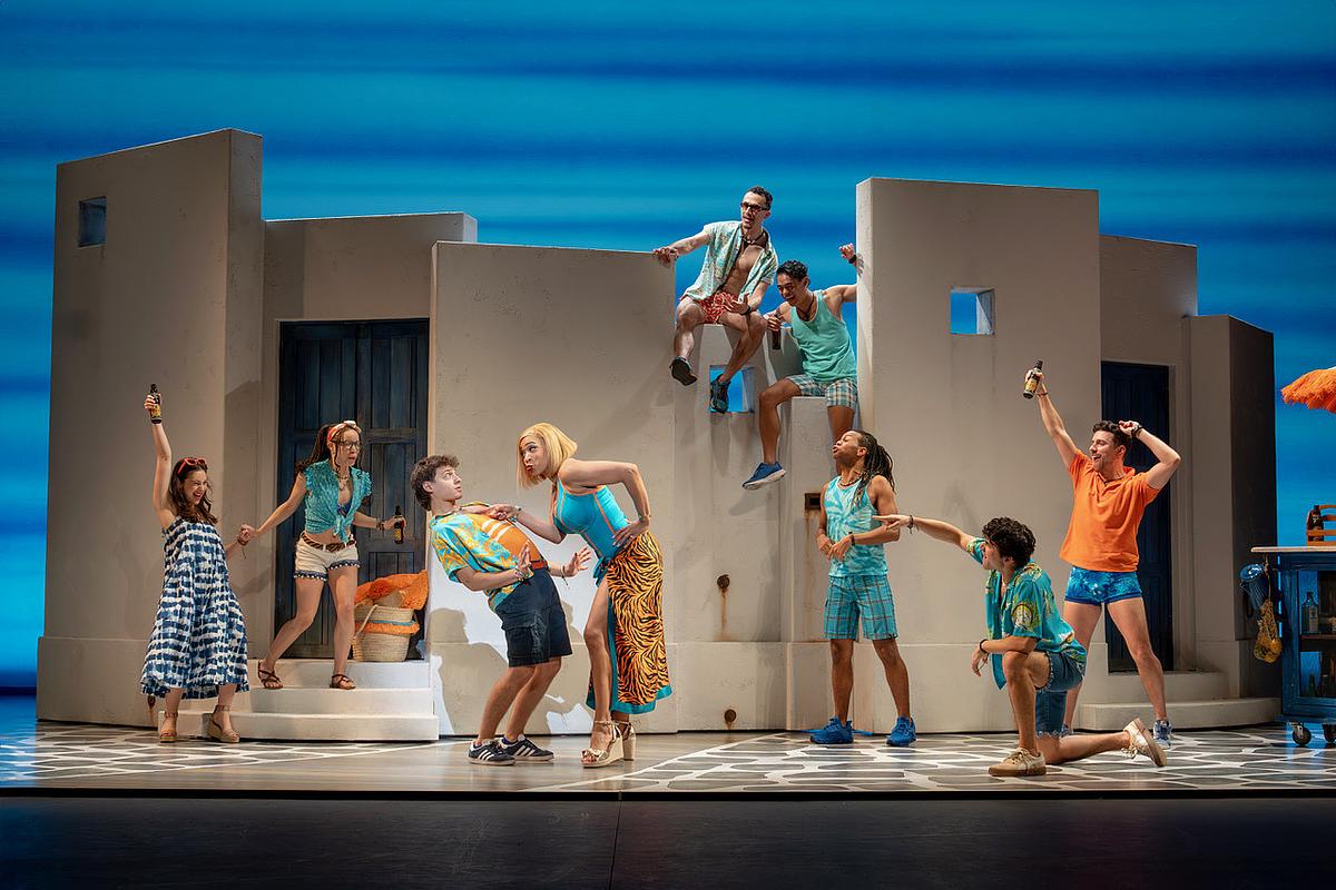 The “Does Your Mother Know?” sequence from “Mamma Mia!” featuring Dominic Young as Pepper and Jalynn Steele as Tanya.