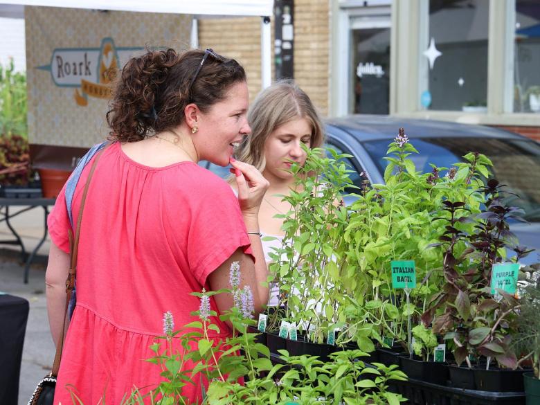 Customers look at plants for sale in July 2025 at the Tulsa Farmers' Market in Kendall Whittier.