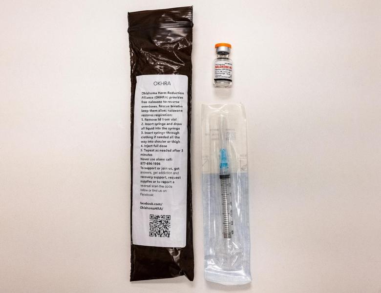 Naloxone provided by the Oklahoma Harm Reduction Alliance (OKHRA) for free is photographed on Wednesday, April 22, 2026.