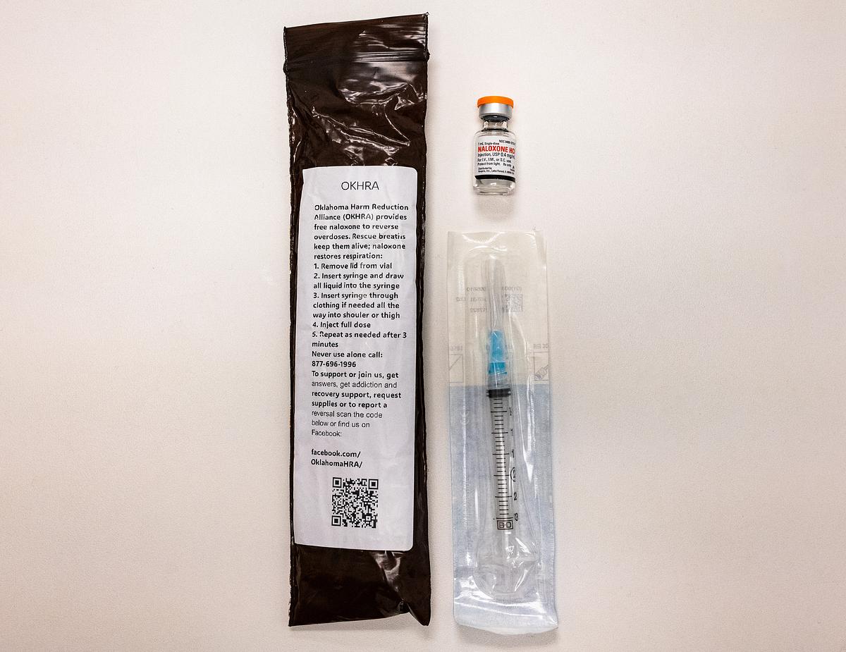 Naloxone provided by the Oklahoma Harm Reduction Alliance (OKHRA) for free is photographed on Wednesday, April 22, 2026.