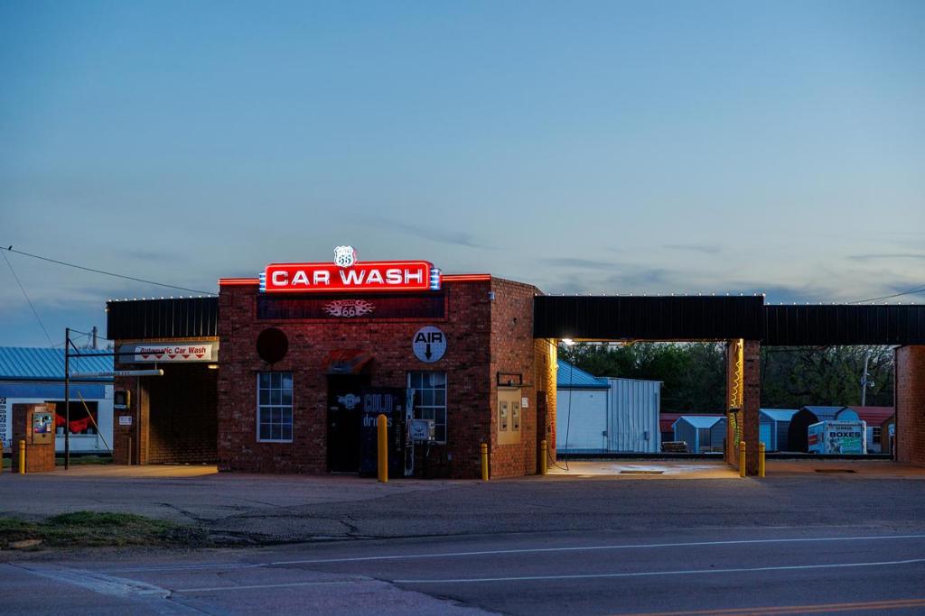  Neon signs along the Main Street corridor on Route 66 in Stroud, Oklahoma on Monday, April 6th, 2026.