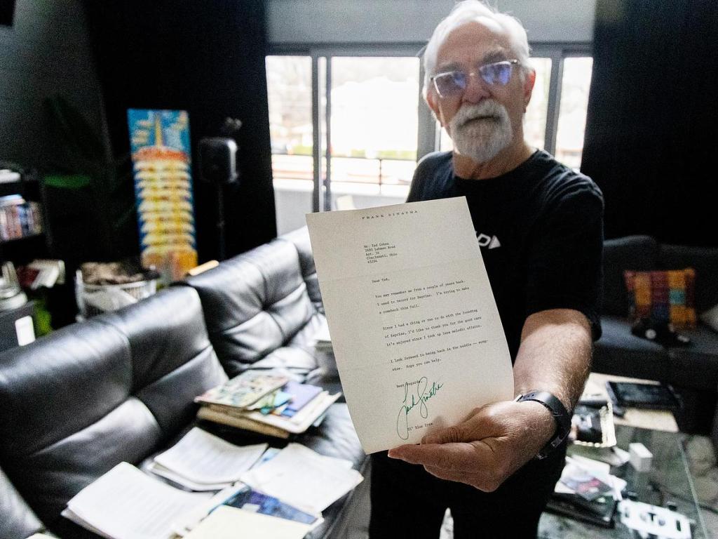 Ted Cohen holds a letter from Frank Sinatra about his comeback. It's one of many historic documents Cohen is in the process of archiving. 