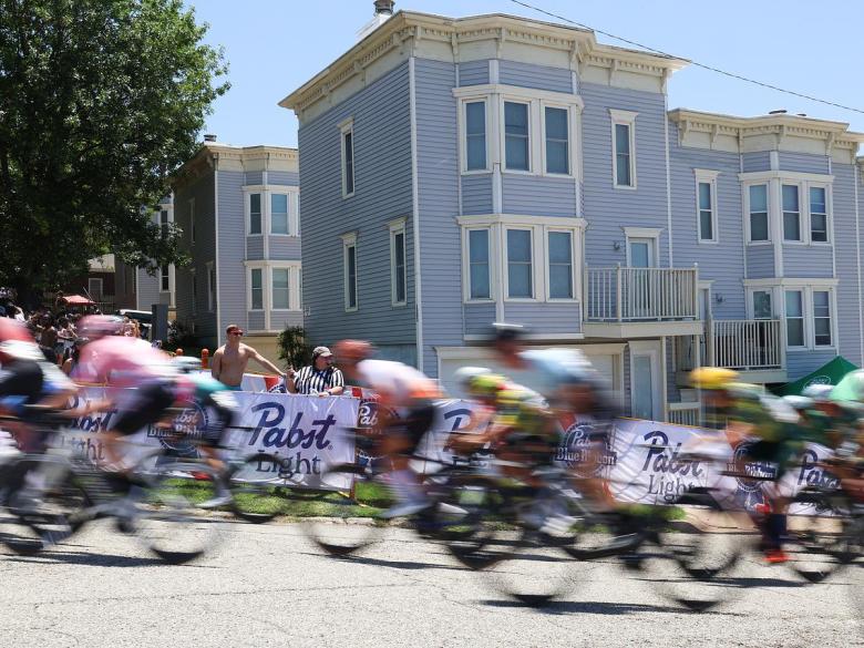 Cyclists competing in Tulsa Tough are pictured at Cry Baby Hill on June 8, 2025.
