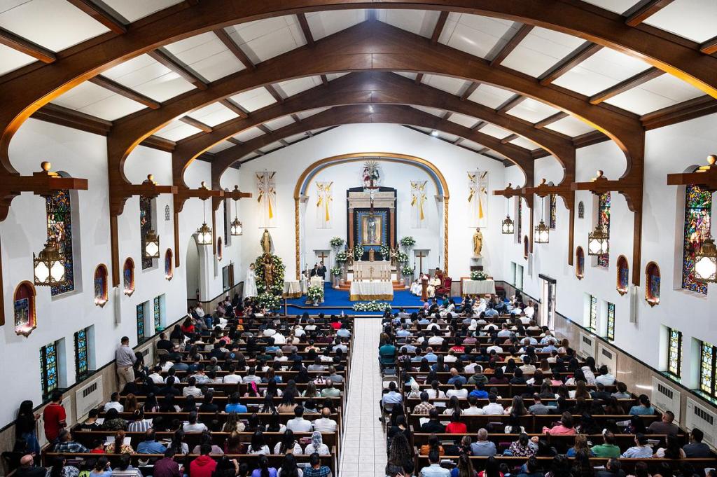 Tulsans attend the noon Easter service at St. Francis Xavier Catholic Church April 5, 2026. The church was founded in 1926 and became Tulsa's first Hispanic parish. 